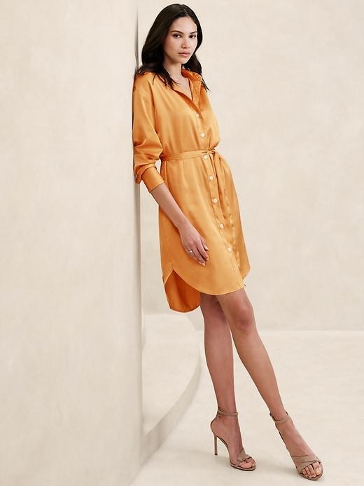 Satin Mini Shirtdress Product Image