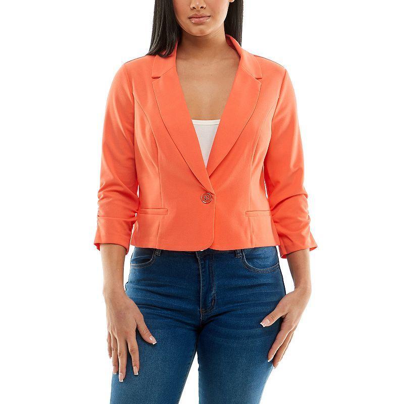 Womens Nina Leonard Button Cropped Blazer Product Image