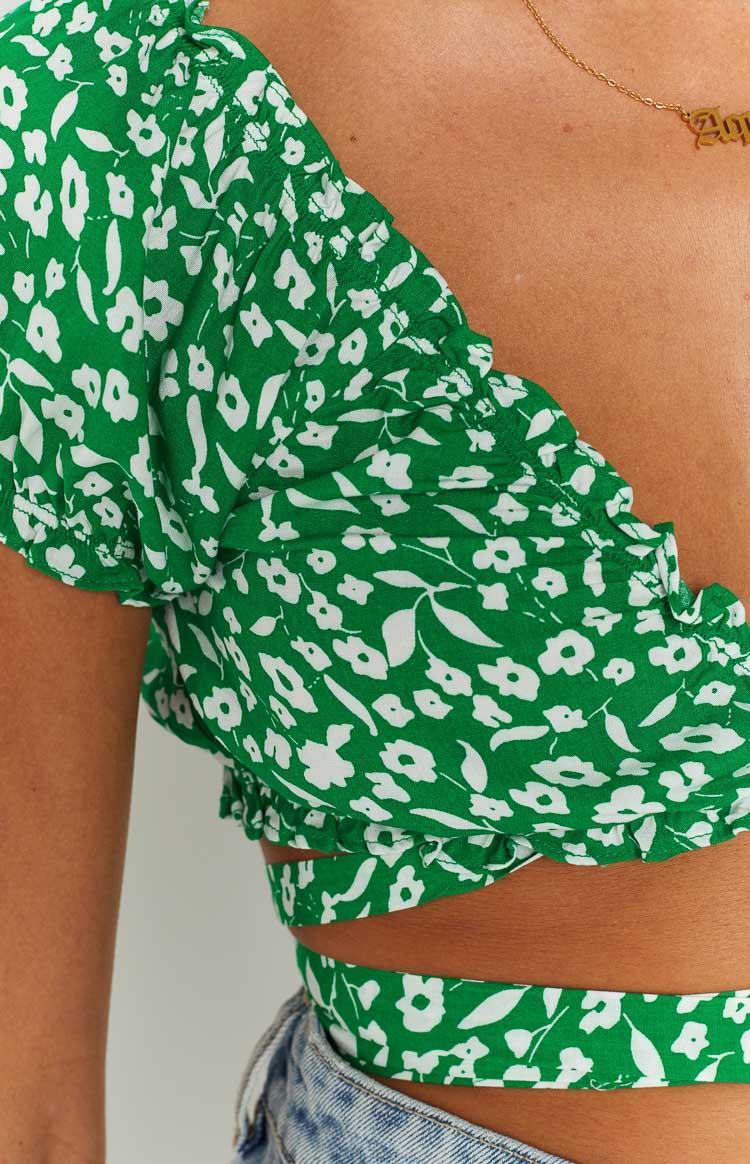 Colette Green Floral Crop Top Product Image