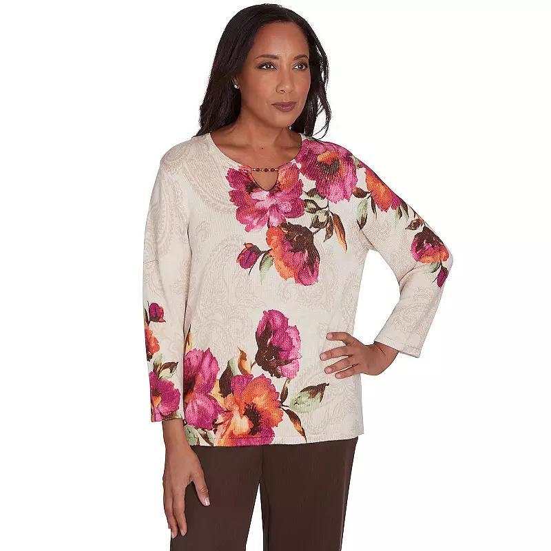 Womens Alfred Dunner Watercolor Floral Beaded Top Product Image