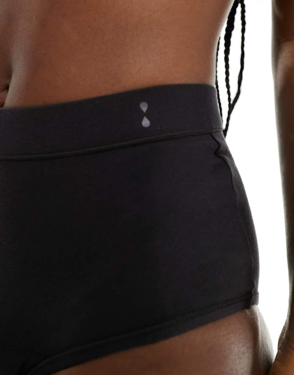 Thinx For All period proof hi-waist brief with super absorbency in black Product Image