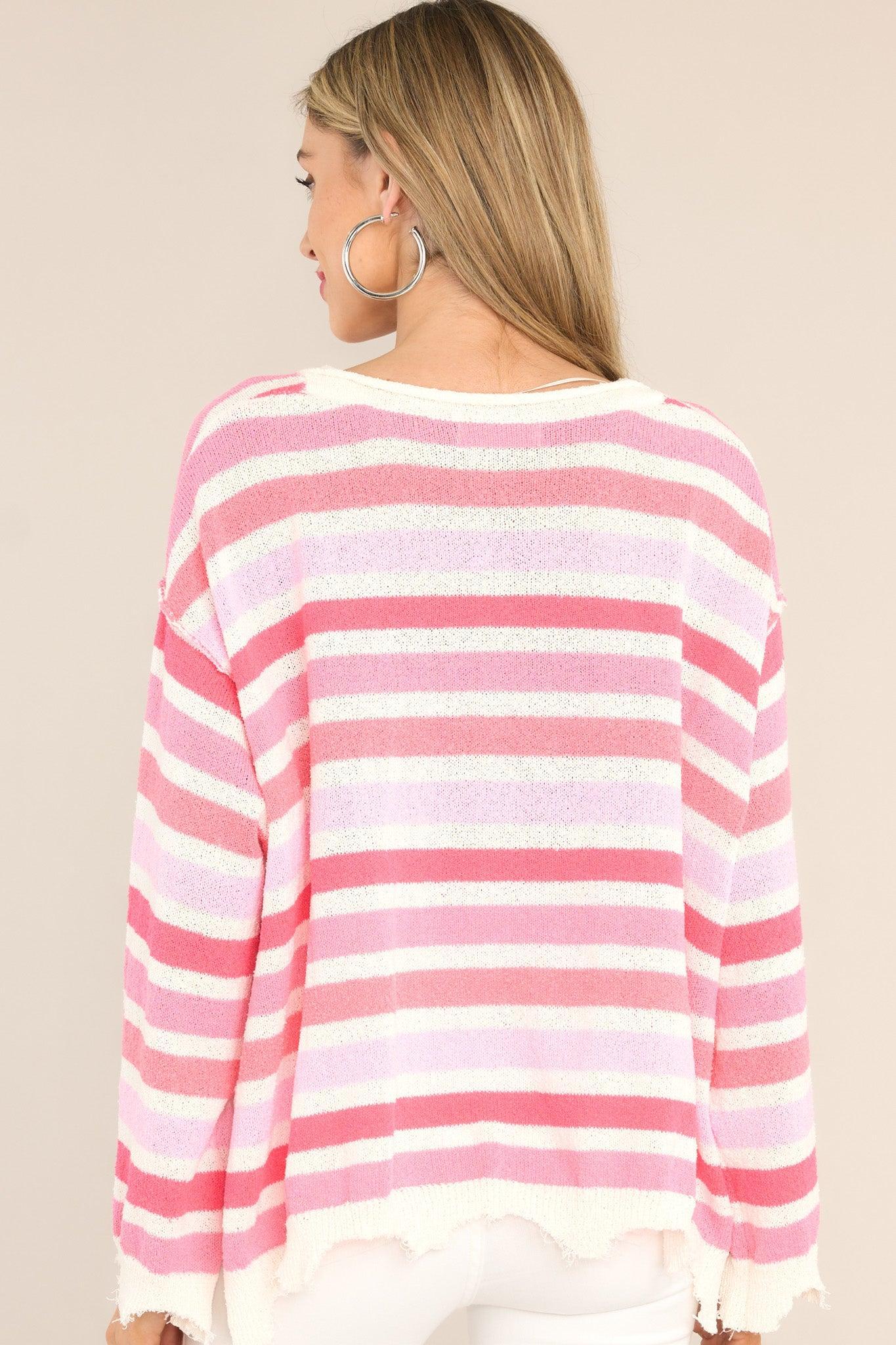 Finding My Love Pink Striped Sweater Product Image