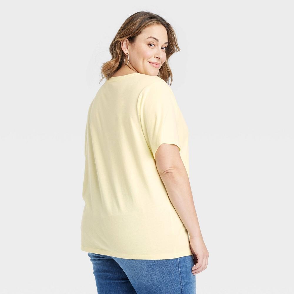 Womens Short Sleeve V-Neck T-Shirt - Ava & Viv Yellow 3X Product Image