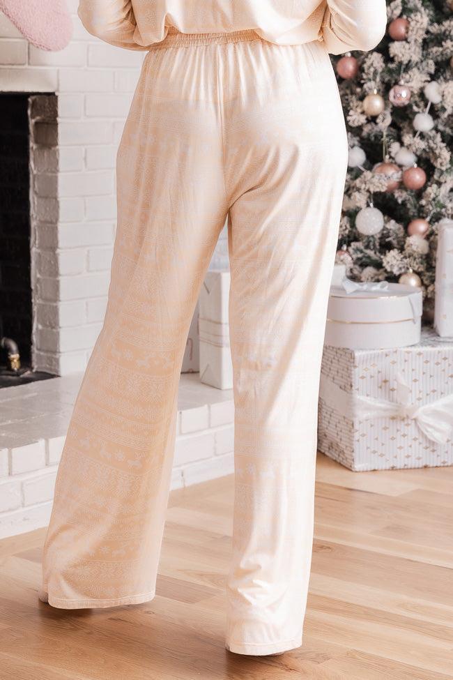 Snowy Days Beige and Ivory Fair Isle Pajama Pant FINAL SALE Product Image