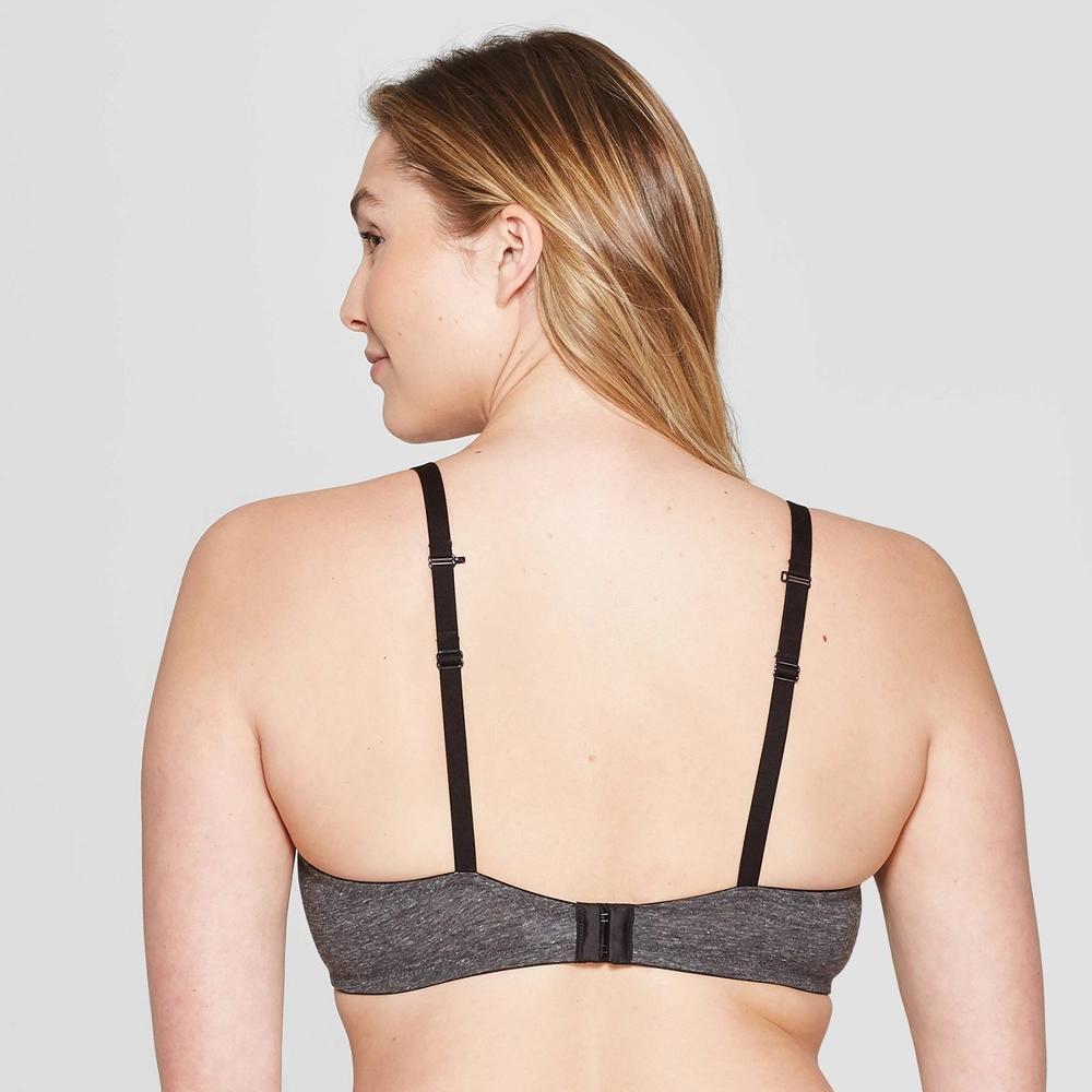 Womens Cotton Lightly Lined Demi T-Shirt Bra - Auden Dark Charcoal Heather 38B Product Image