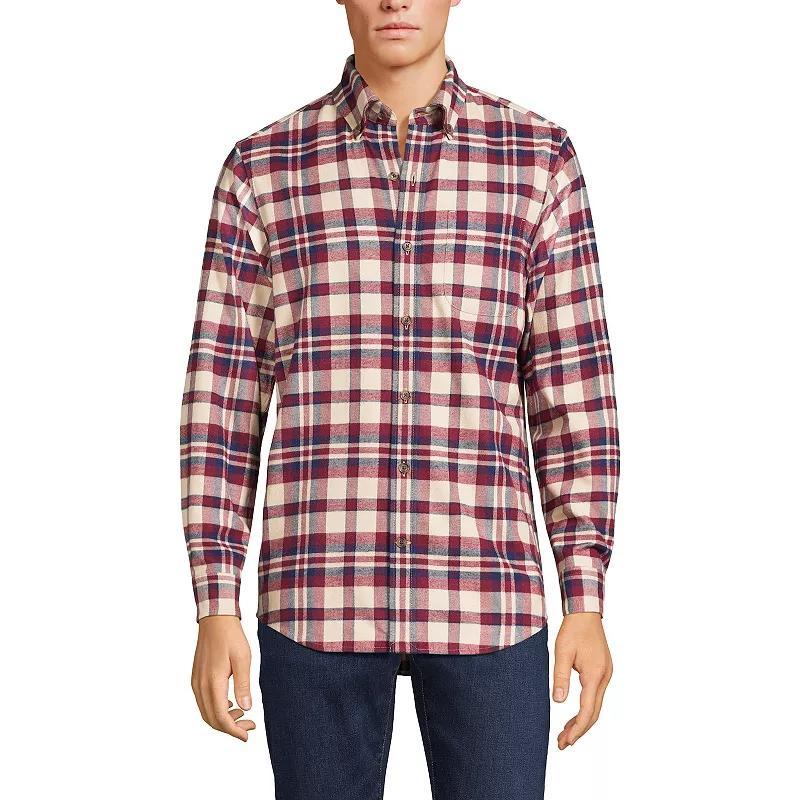 Big & Tall Lands End Tailored-Fit Flagship Flannel Shirt, Mens Balsam Green Plaid Product Image