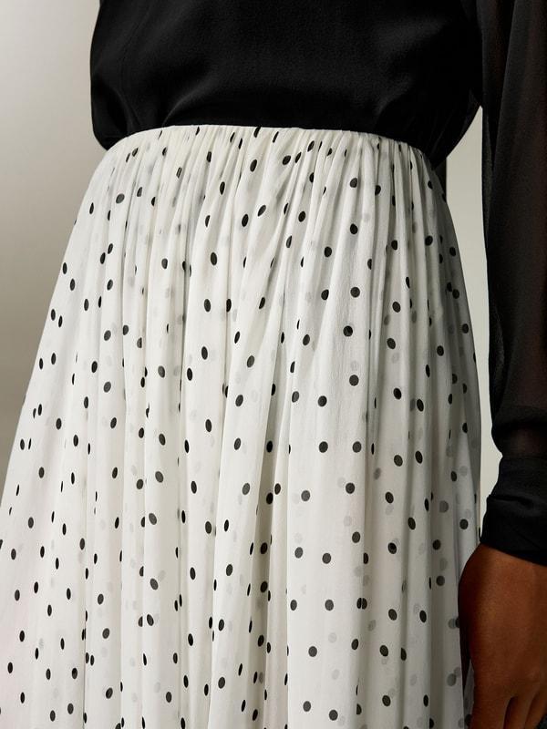 Polka-Dot Silk Midi Skirt Product Image