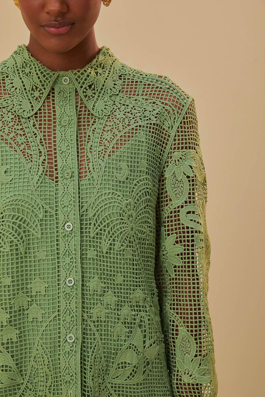 Green Guipire Long Sleeve Shirt Product Image