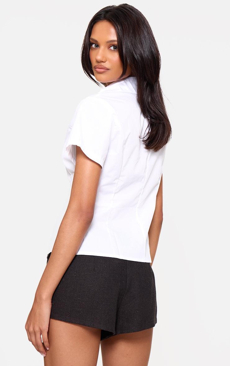 White Cut Out Short Sleeve Shirt Product Image