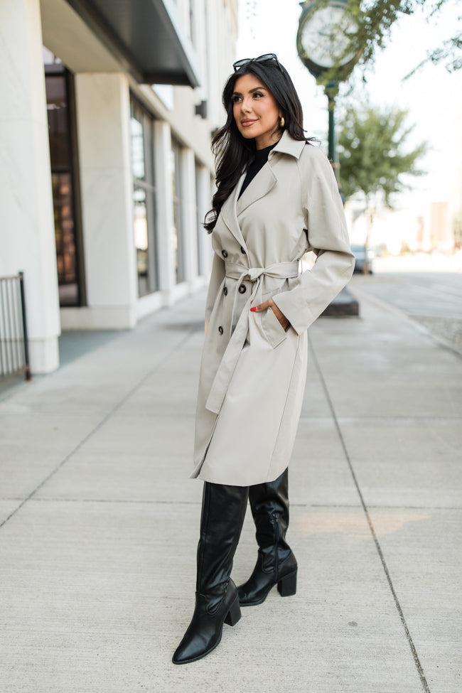 Over My Head Taupe Trench Coat Product Image