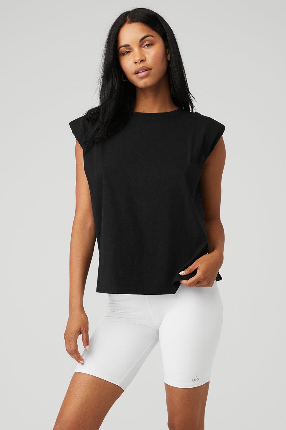 Headliner Shoulder Pad Sleeveless Tee - Black Female product image