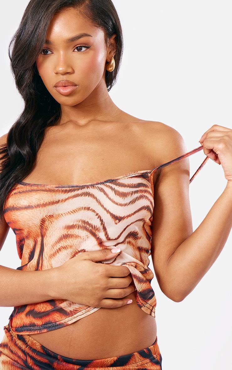 Tiger Print Mesh Longline Cami Product Image