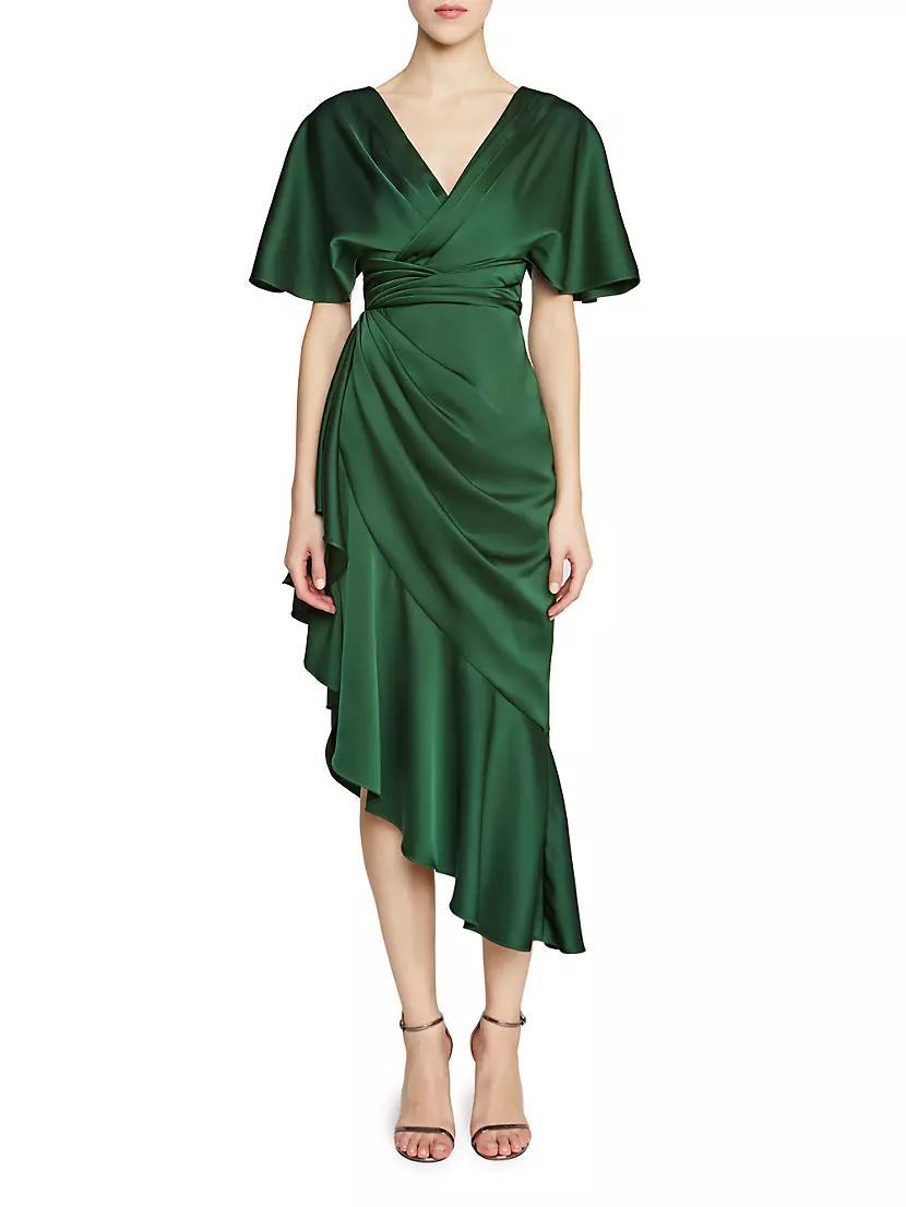 Womens Gwen Satin Gathered Midi-Dress Product Image