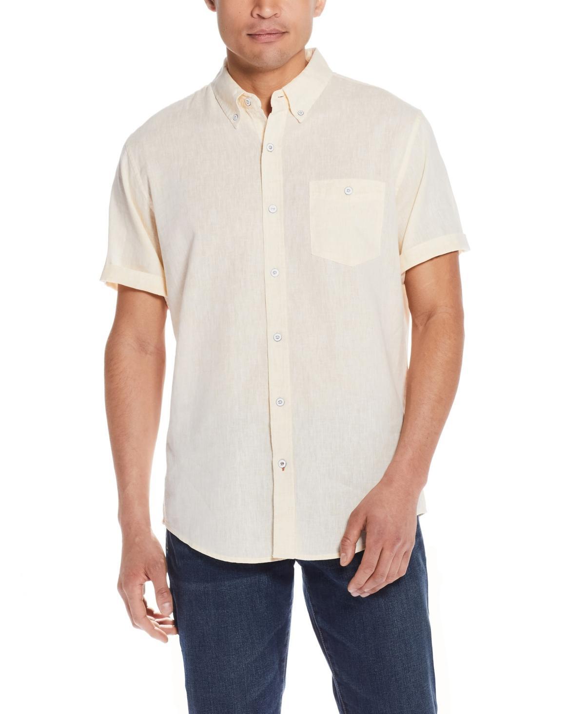 Weatherproof Vintage Mens Linen Cotton Slub Short Sleeve Button Down Shirt Product Image