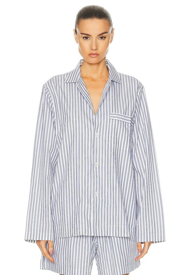 Tekla Long Sleeve Stripe Shirt in Blue Product Image