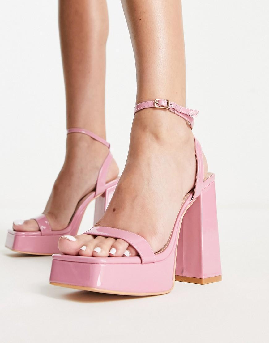 Glamorous platform heel sandals in pink patent product image