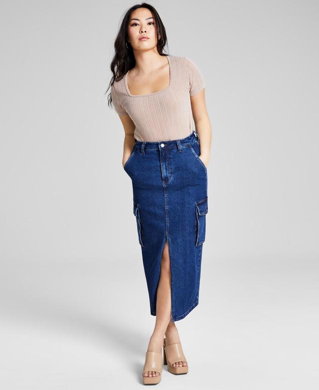 And Now This Womens Denim Cargo Maxi Skirt, Created for Macys Product Image