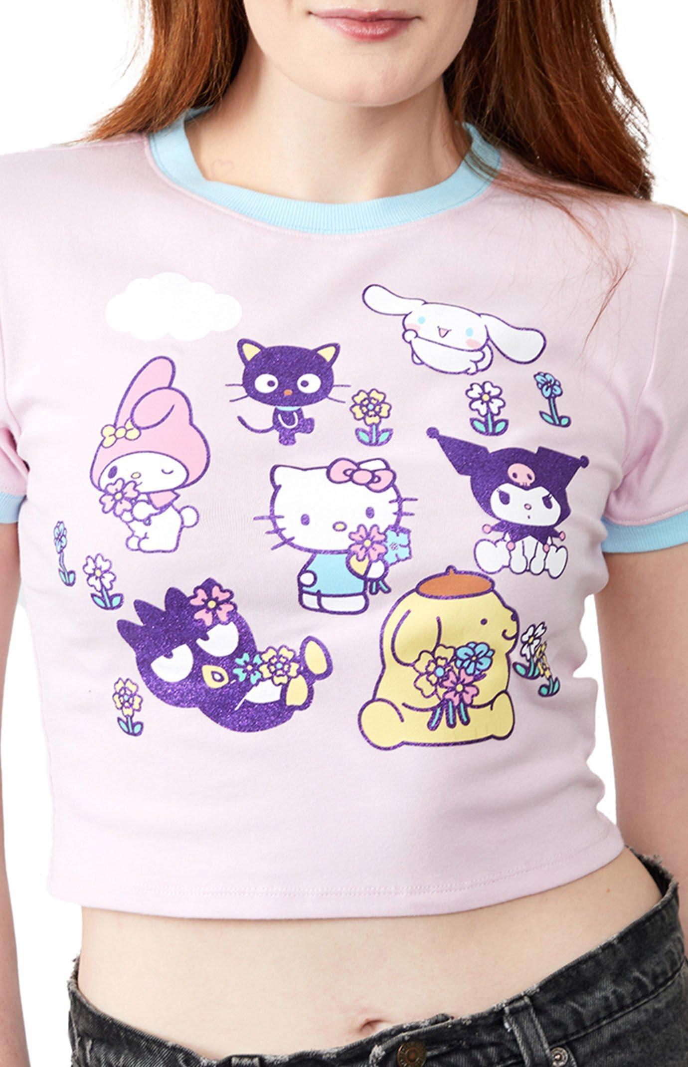 Womens Hello Kitty & Friends Smell The Flowers Baby T-Shirt Product Image