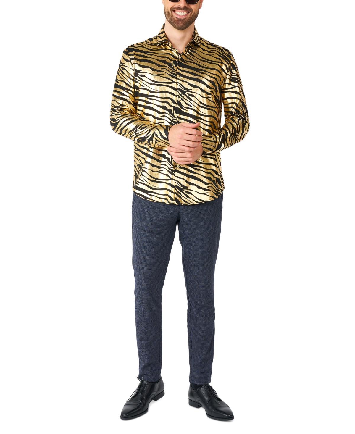 OppoSuits Mens Long-Sleeve Tiger-Print Shirt Product Image