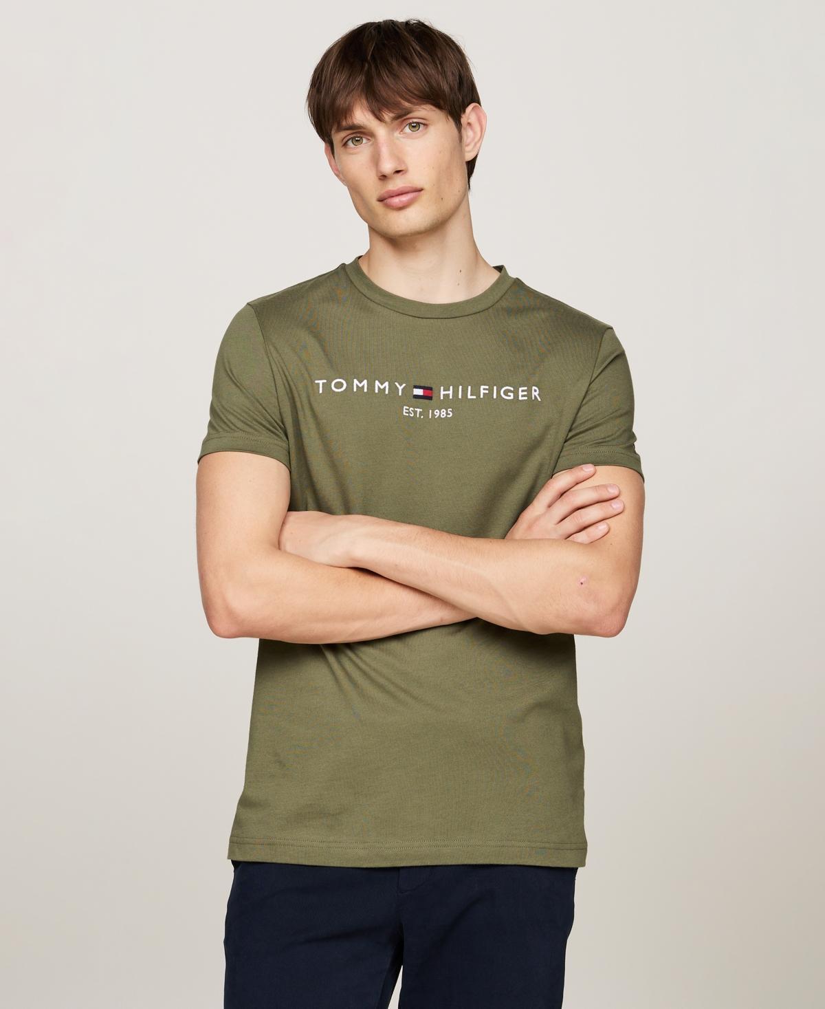 Tommy Hilfiger Mens Embroidered Logo Slim-Fit Crewneck T-Shirt Product Image