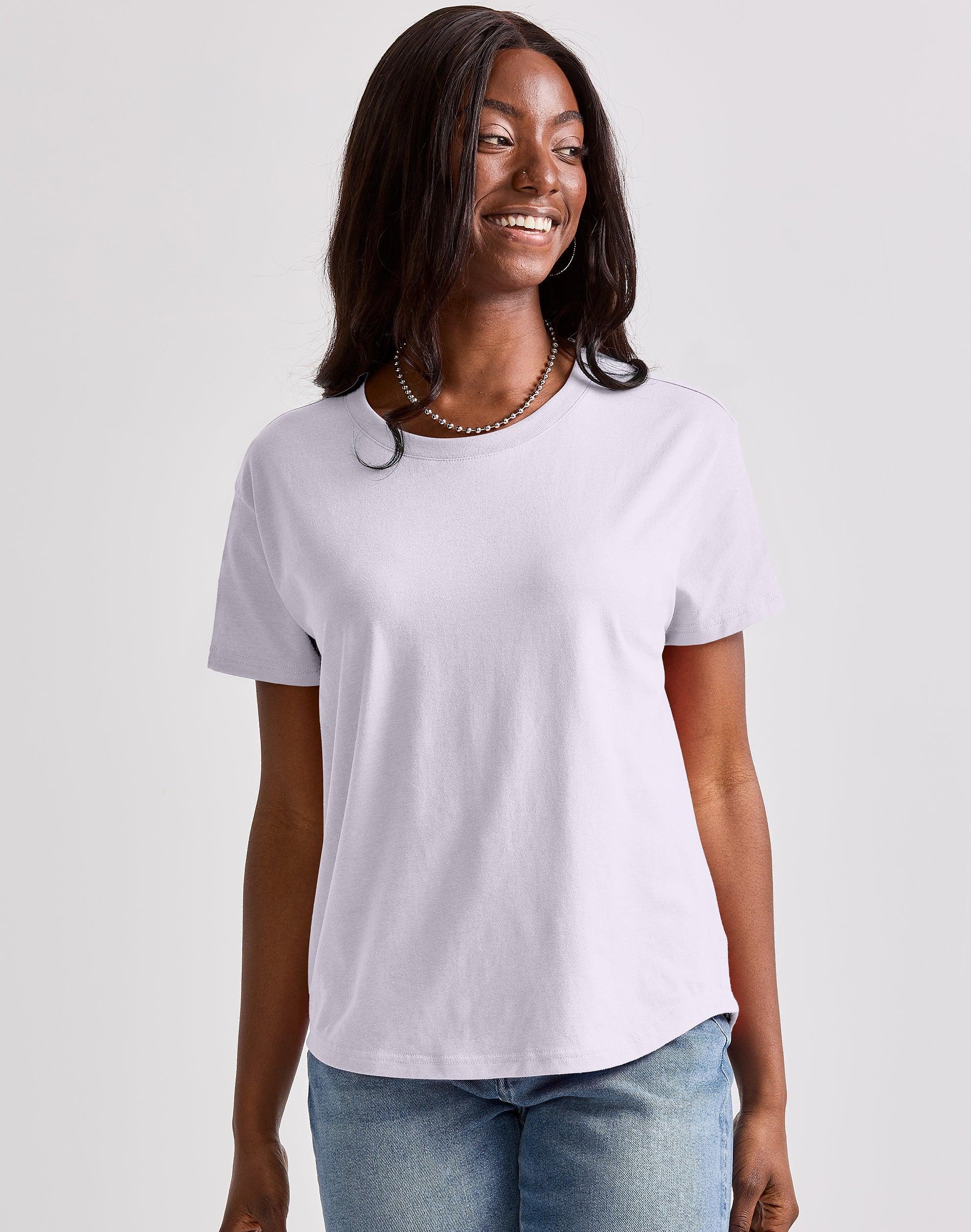 Womens Hanes Originals Relaxed Fit Cotton Tee Light Grey Product Image