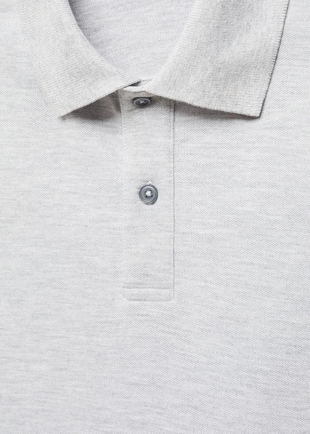 MANGO MAN - 100% cotton pique polo shirt medium heather greyMen Product Image