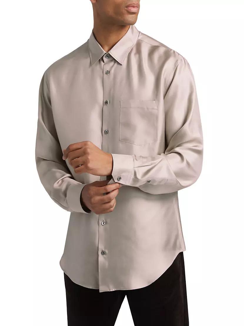 Mr. Armani Long-Sleeve Silk Shirt Product Image