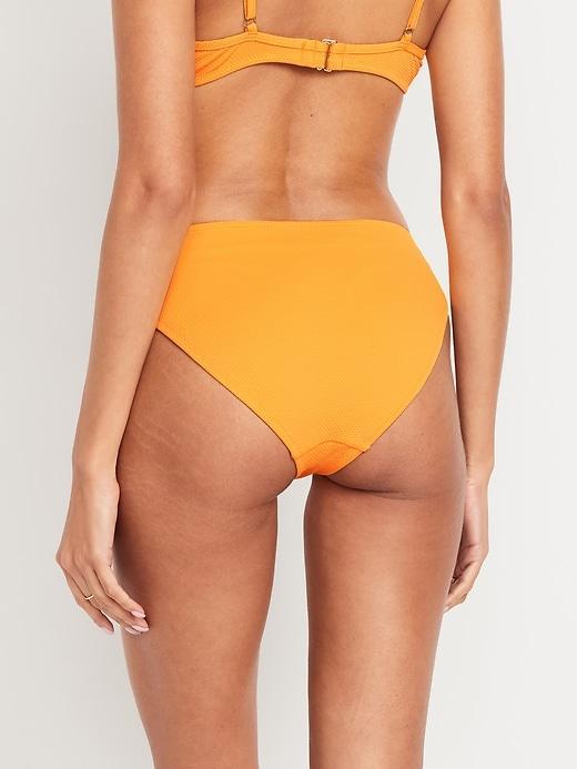 Mid-Rise Textured Bikini Swim Bottoms Product Image