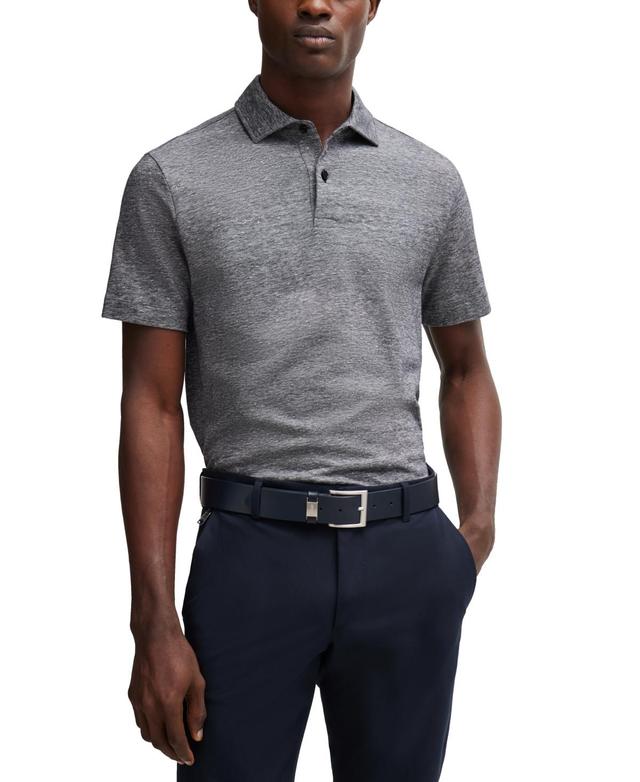 Mens Regular Fit Polo Shirt in Cotton and Linen Product Image