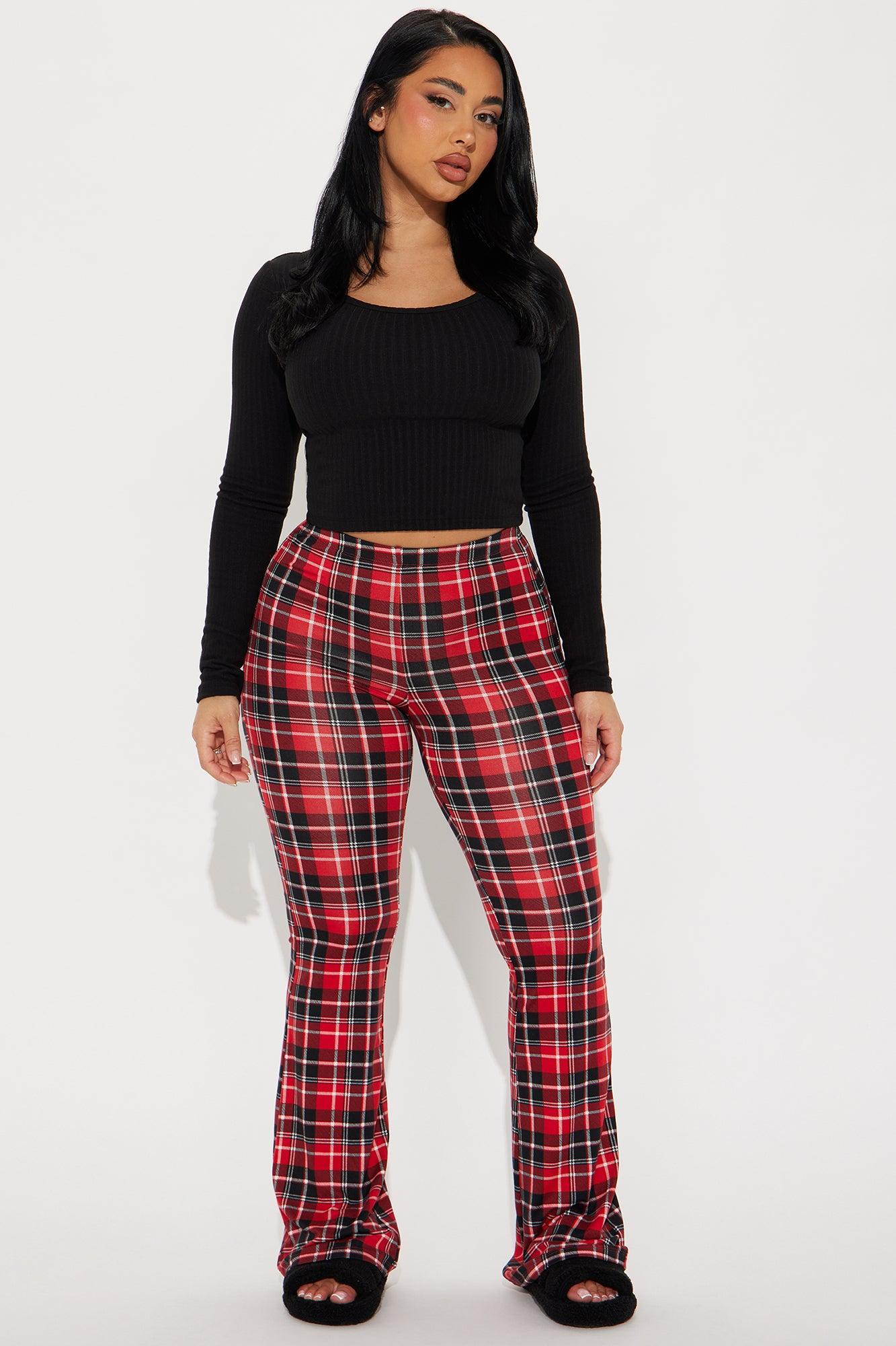 Anastasia Plaid Flare Pant - Red/combo product image