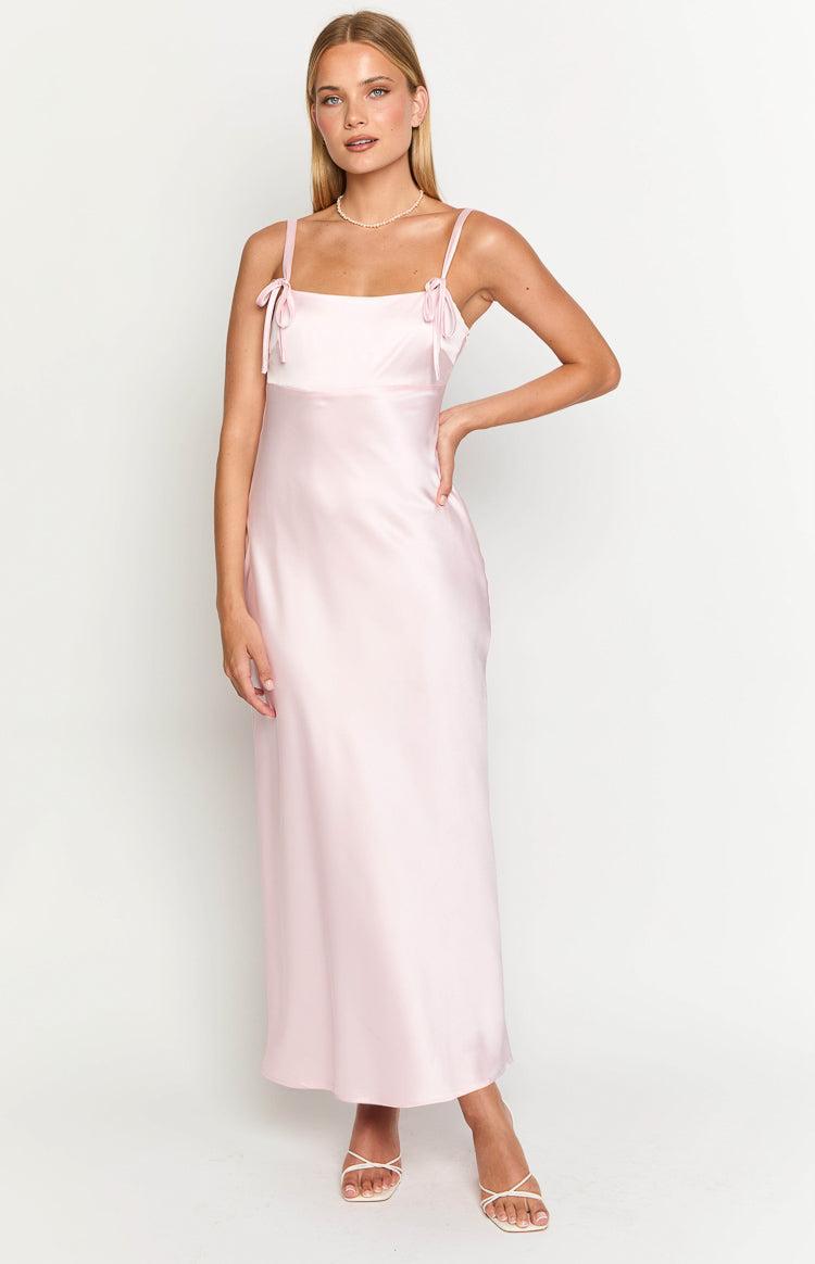 Zya Light Pink Satin Maxi Dress Product Image