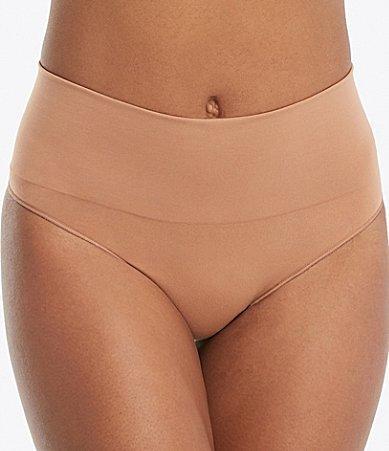 SPANX Everyday Shaping Thong in Brown. Product Image