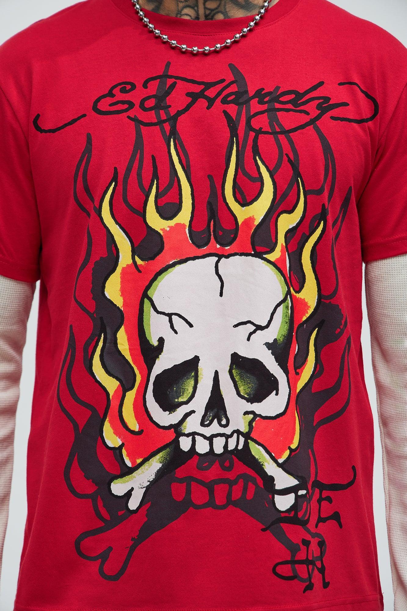 Ed Hardy Flame Skull Thermal Long Sleeve - Red/combo Product Image