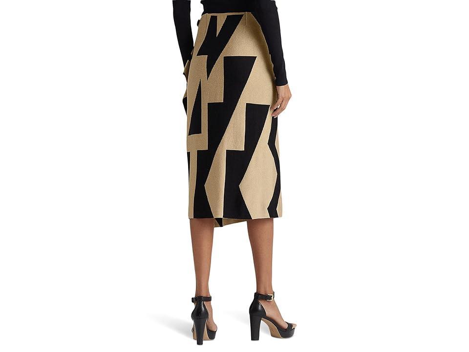 LAUREN Ralph Lauren Petite Geo Print Cotton Blend Pencil Skirt (Black/Tan) Women's Skirt Product Image