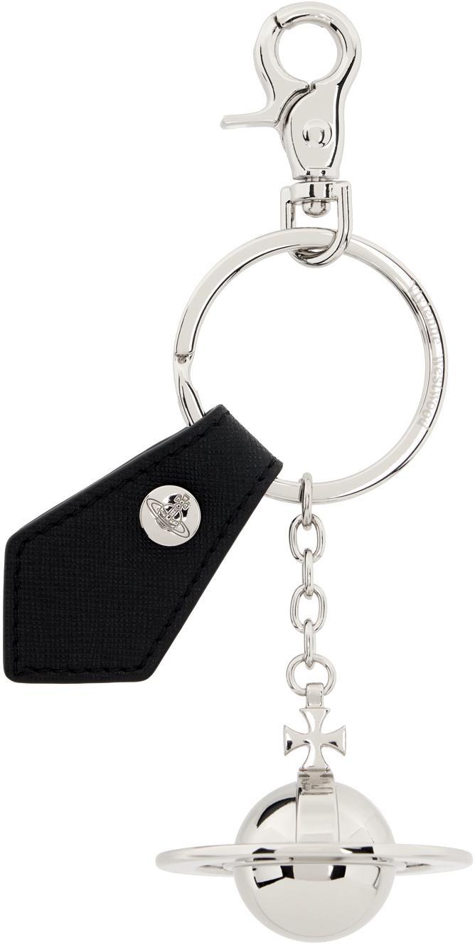 VIVIENNE WESTWOOD Black & Silver 3d Orb Keychain In Aw24-n401 Product Image