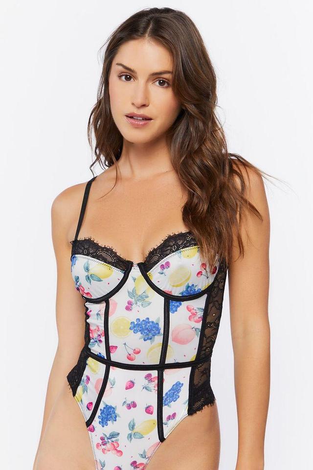 Fruit Print Lace Lingerie Bodysuit | Forever 21 Product Image