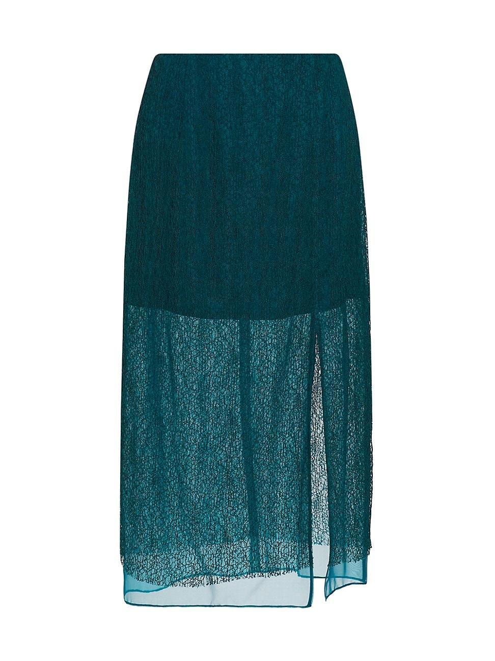 Womens Geometric Cotton-Blend Lace Layered Midi-Skirt Product Image