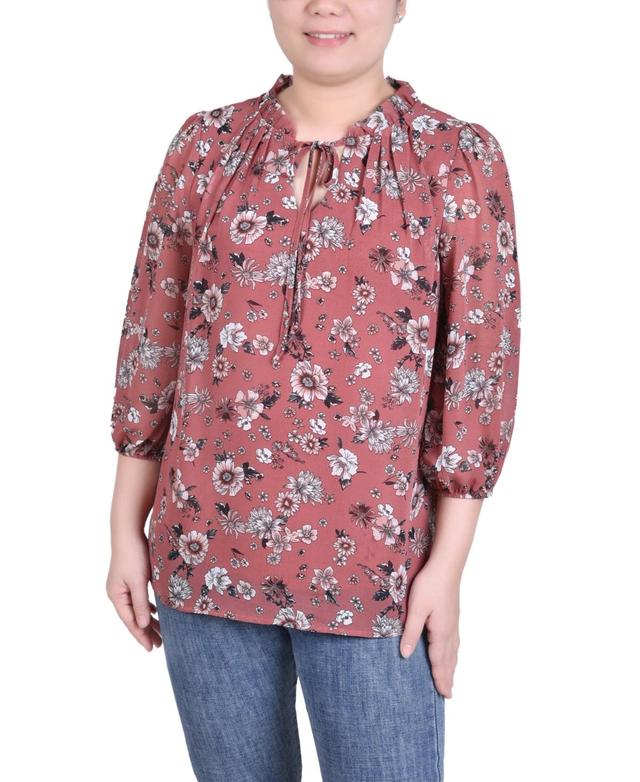 Ny Collection Petite 3/4 Sleeve Chiffon Blouse Product Image