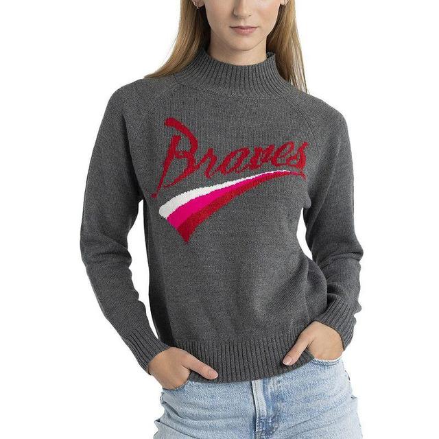 Womens Lusso Gray Atlanta Braves Serena Raglan Pullover Sweater Product Image