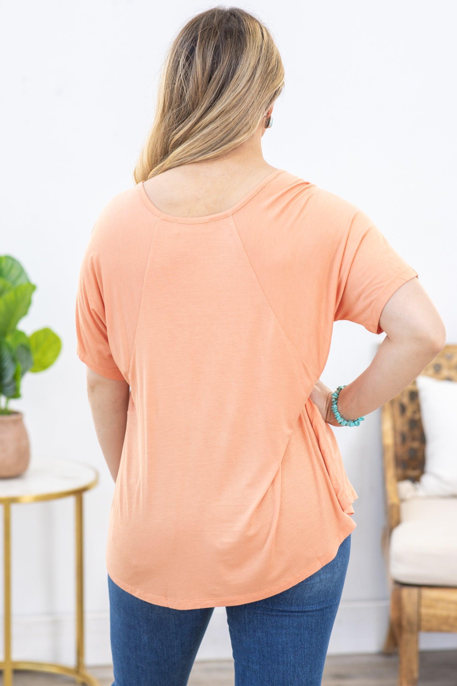 Peach Oversized Short Sleeve Knit Top Product Image