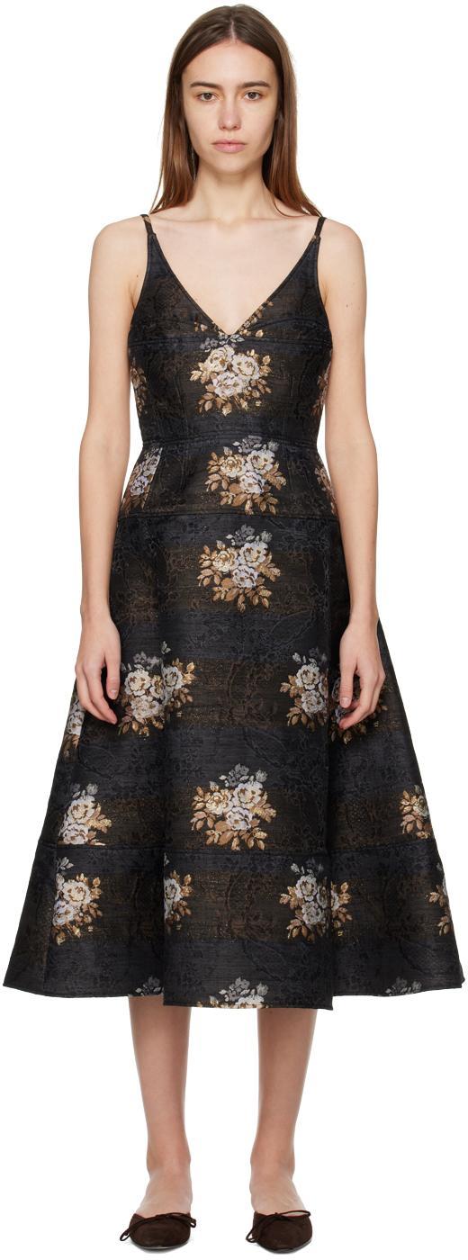 Black Doris Midi Dress In Multi Product Image