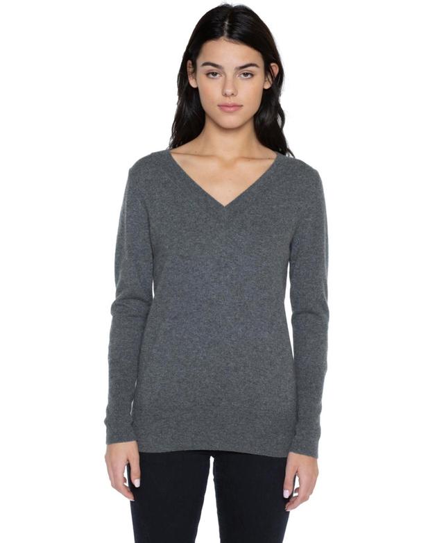 Jennie Liu Womens 100% Pure Cashmere Long Sleeve Ava V Neck Pullover Sweater (1571 X-Large ) - Orchid Product Image