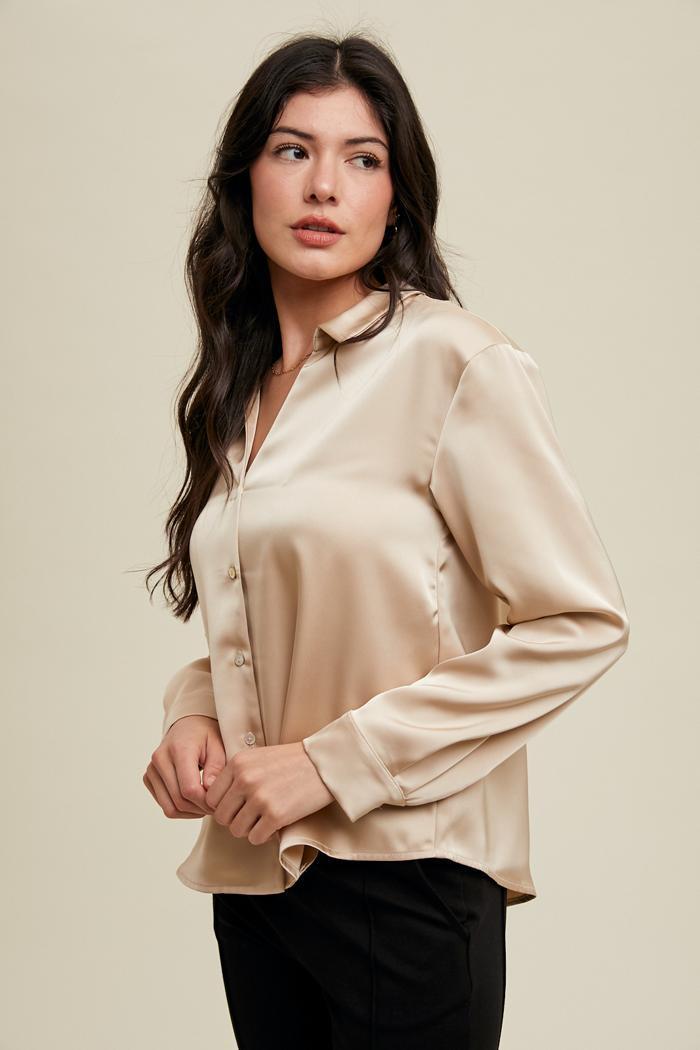 Satin Button-up Shirt Product Image