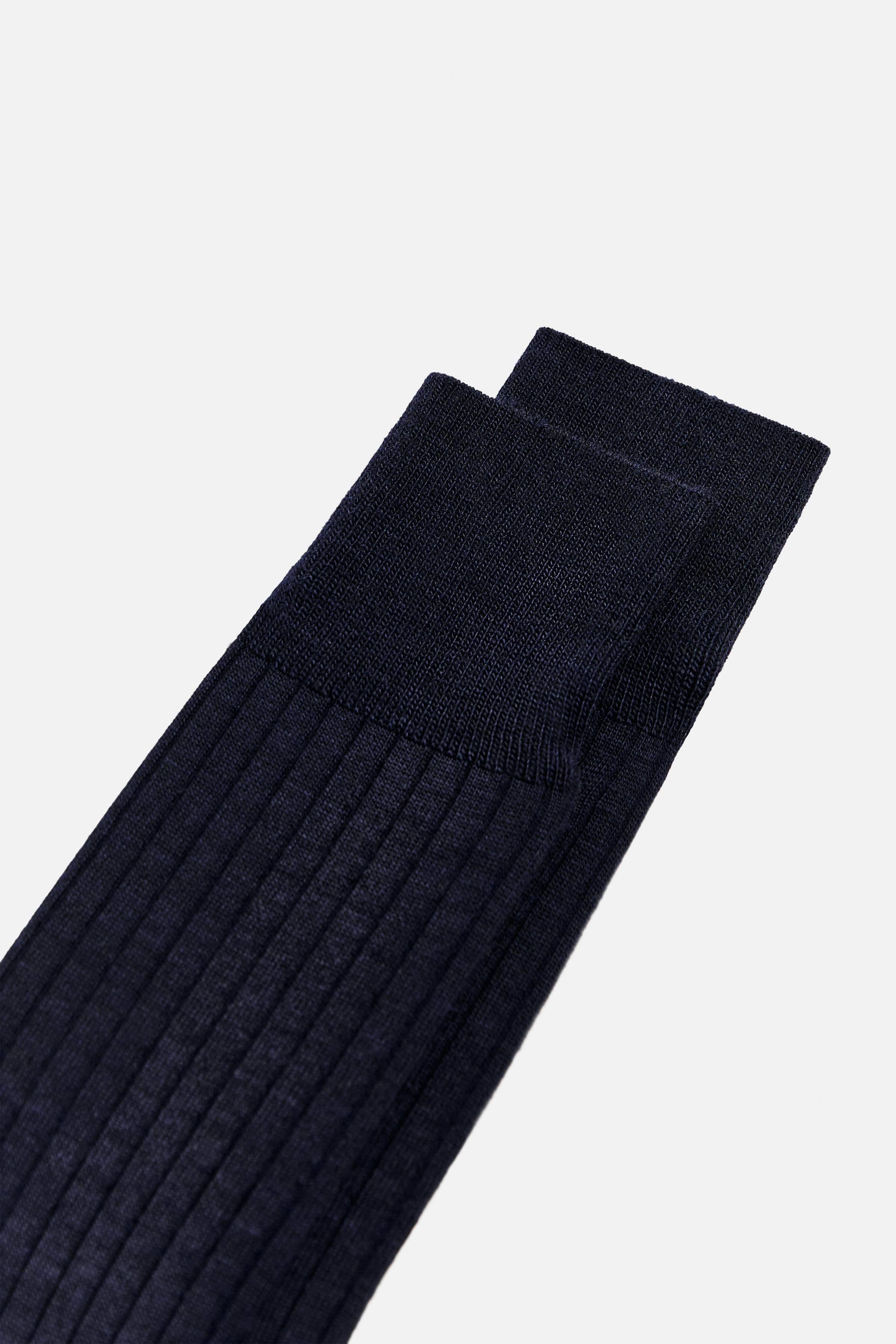 RIBBED WOOL BLEND SOCKS Product Image