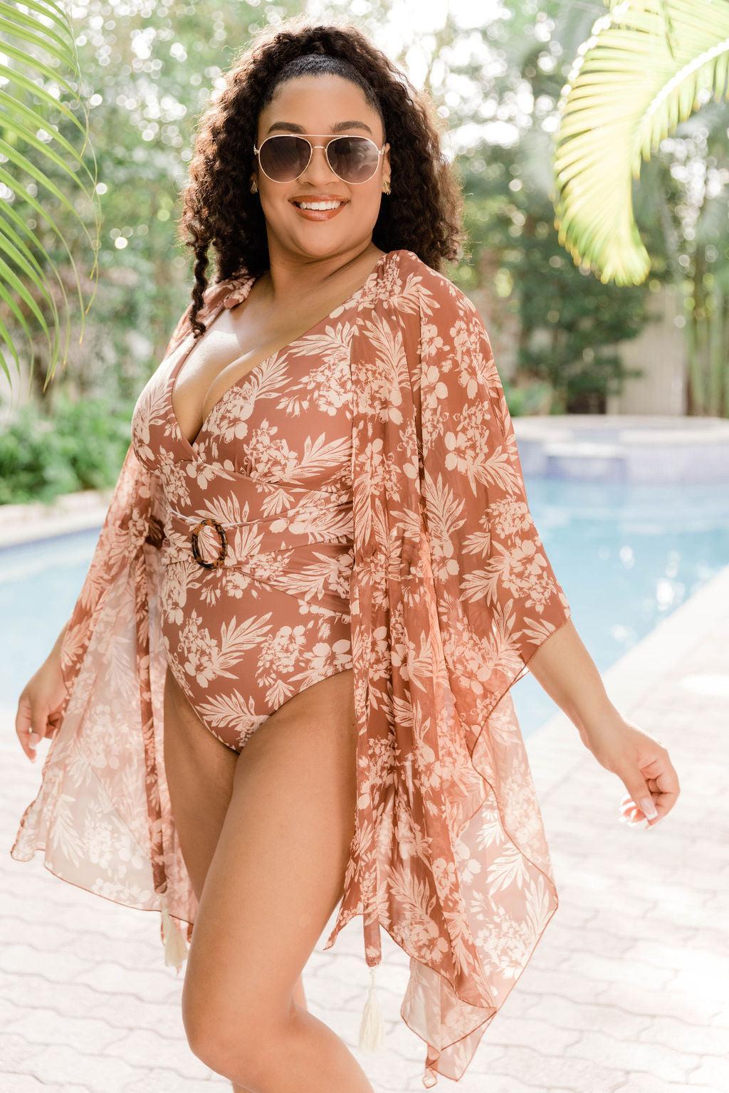 Lost In The Tropics Brown Printed Swimsuit Cover Up FINAL SALE Product Image