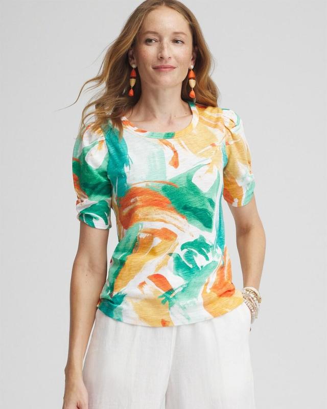 Women's Watercolor Gathered Elbow Sleeve Tee Product Image