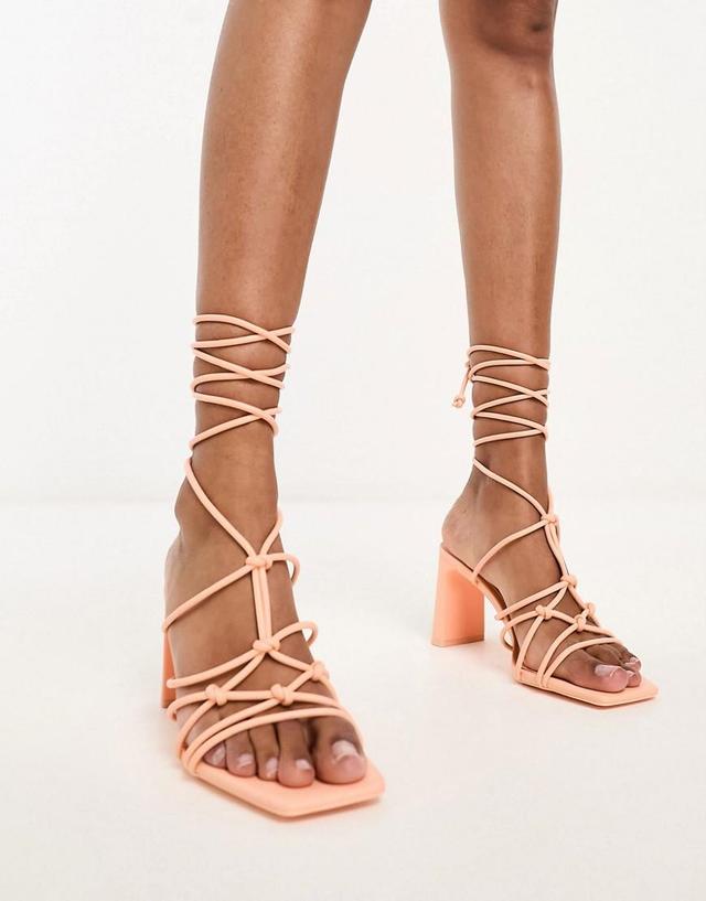 Stradivarius knot front strappy heeled sandal Product Image