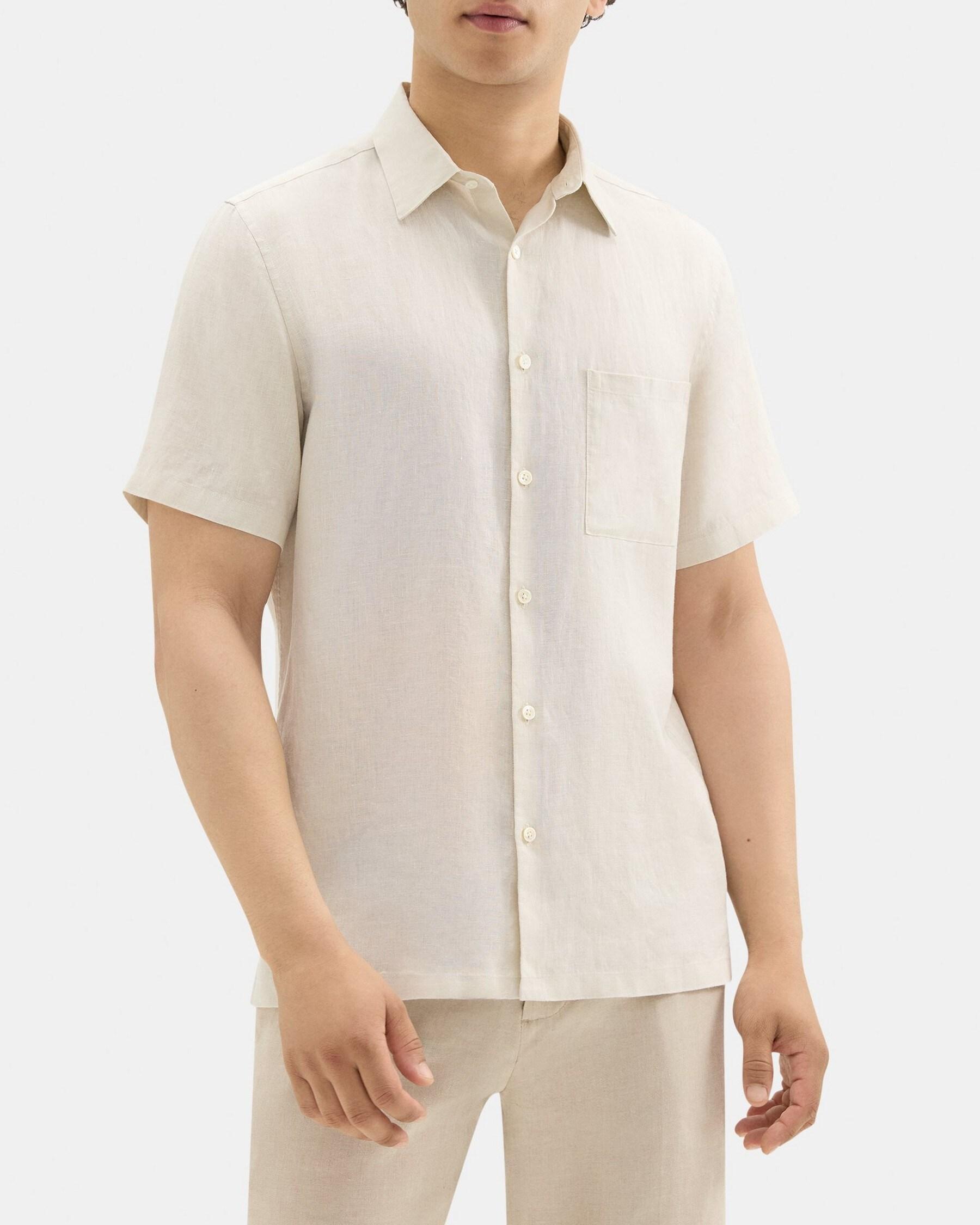 Standard-Fit Short-Sleeve Shirt in Linen Product Image