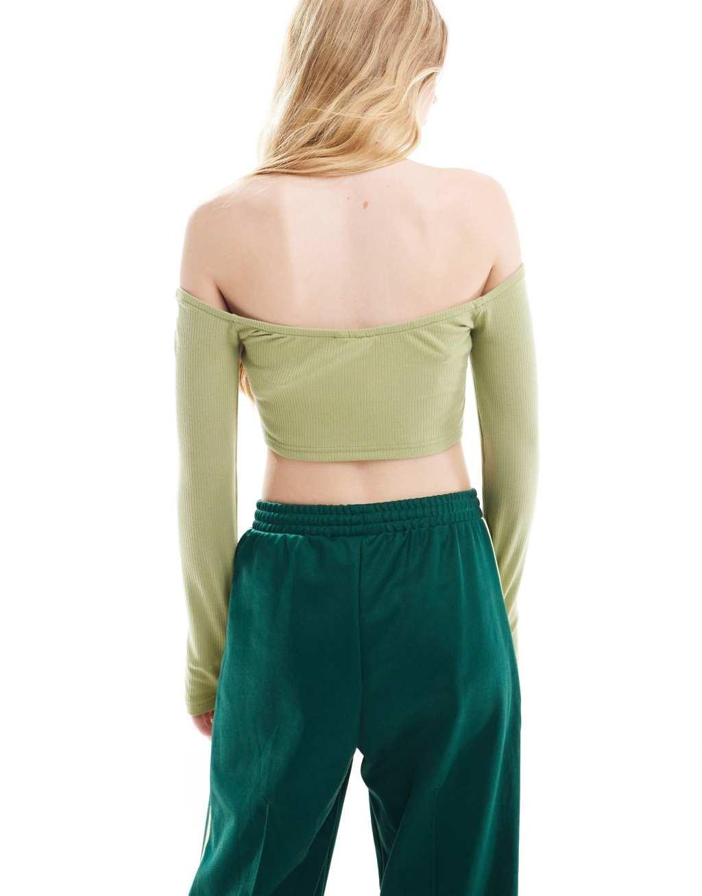 Noisy May off shoulder long sleeve crop top Product Image