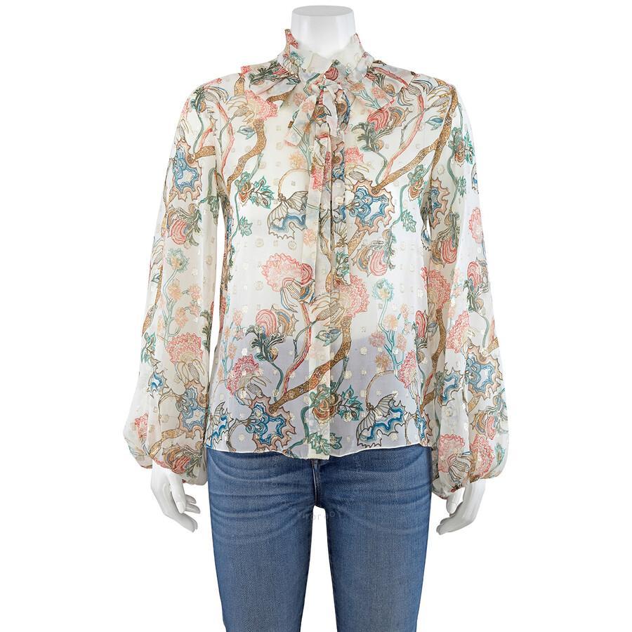 CHLOÉ Chloe White Printed Blouse Product Image